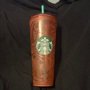 Starbucks Orange Tumbler with matching  Straw (24 oz. Cold)